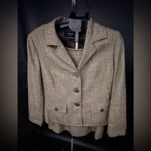 Vintage Jones Wear Suit Brown Tweed Skirt Suit Set Business Church Sz 14